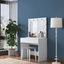 Hanah Home Mesa de Maquillaje Blanca con Espejo y Puf